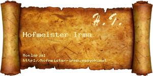 Hofmeister Irma névjegykártya